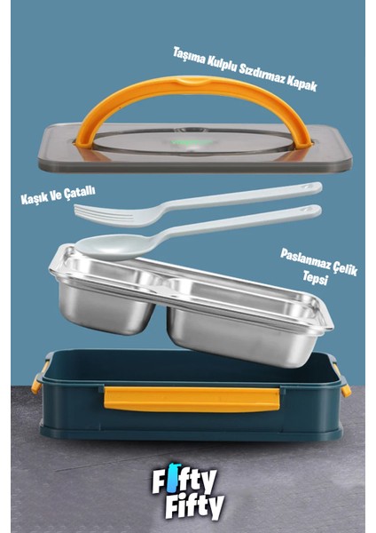 Bento Lunch Box Ofis-Okul Için Yeni Nesil Tek Kat 4 Bölme Sefer Tası-1000 ML-FFLBOX2201