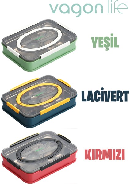 Bento Lunch Box Ofis-Okul Için Yeni Nesil Tek Kat 4 Bölme Sefer Tası-1000 ML-FFLBOX2201