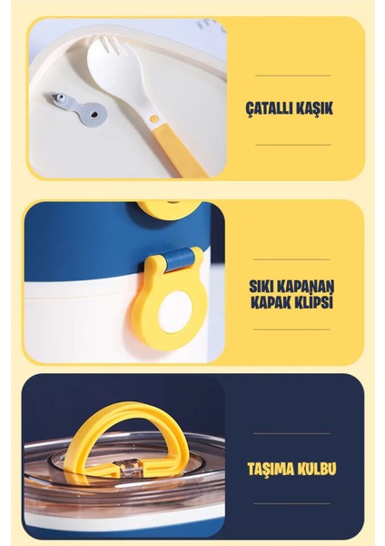 1200 ml Iki Kat Üç Bölme Paslanmaz Çelik Bento Lunch Box Yeni Nesil Sefer TASI-ÇATALLIKAŞIK-FFLBOX50251