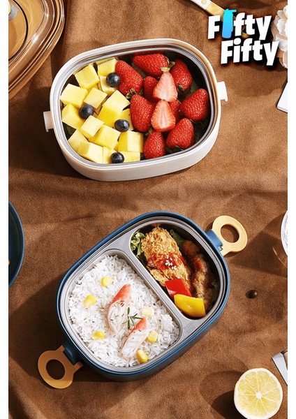 1200 ml Iki Kat Üç Bölme Paslanmaz Çelik Bento Lunch Box Yeni Nesil Sefer TASI-ÇATALLIKAŞIK-FFLBOX50251