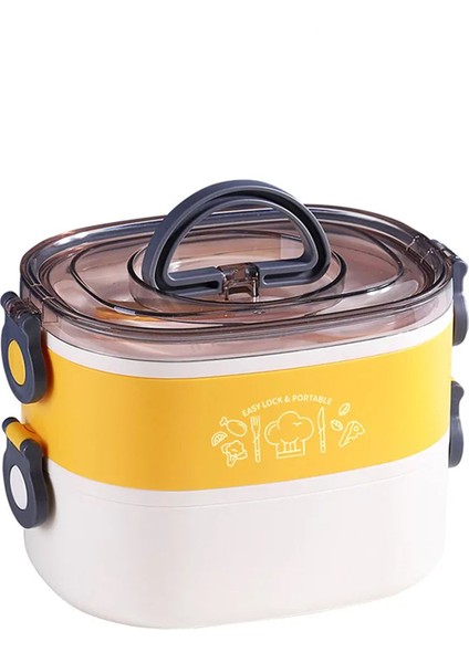 1200 ml Iki Kat Üç Bölme Paslanmaz Çelik Bento Lunch Box Yeni Nesil Sefer TASI-ÇATALLIKAŞIK-FFLBOX50251