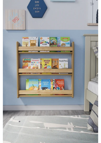 Zeo Wood Design Montessori 3 Raflı Çocuk Kitaplığı 80 x 80  cm  - Safir Meşe