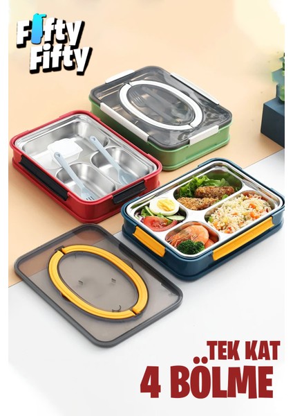 Bento Lunch Box Ofis-Okul Için Yeni Nesil Tek Kat 4 Bölme Sefer Tası-1000 ML-FFLBOX2201