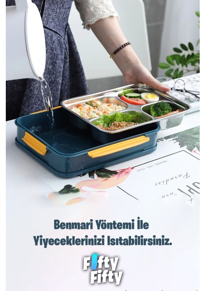 Bento Lunch Box Ofis-Okul Için Yeni Nesil Tek Kat 4 Bölme Sefer Tası-1000 ML-FFLBOX2201