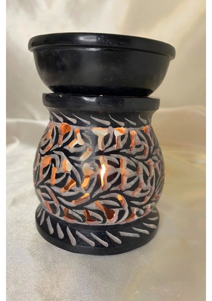 Buhardanlık Obsidye Taşı El Işi Feng Shui Çiçek Sembolü Buhurdanlık