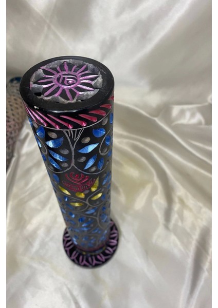 Yedi Çakra 7 Çakra Hand Made El Işi Feng Shui Ejderha Yılı Doğal Obsidyen Taşı Çubuk Konik Tütsülük Kule Büyük indirimleri