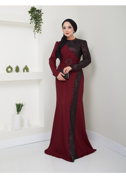 Pul Detaylı Tesettür Abiye 2524