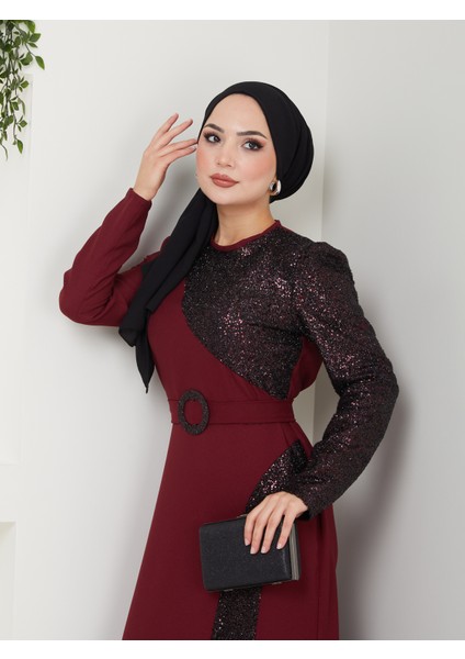 Pul Detaylı Tesettür Abiye 2524