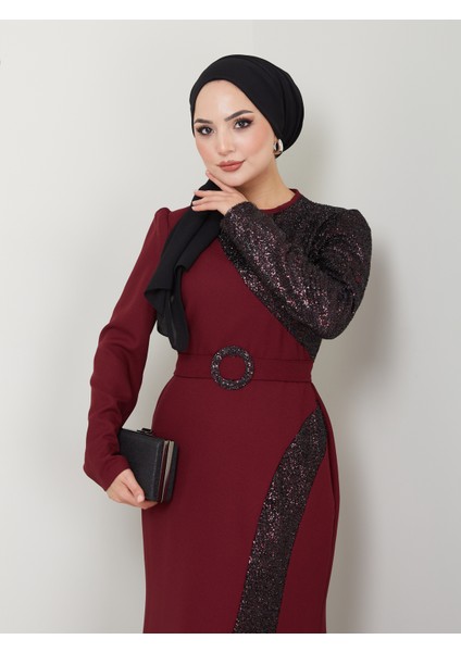 Pul Detaylı Tesettür Abiye 2524