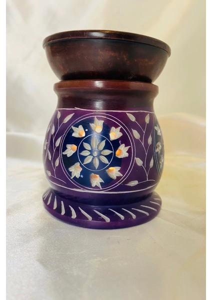 Buhardanlık Obsidye Taşı El Işi Feng Shui Lotus Çiçek Sembolü Buhurdanlık