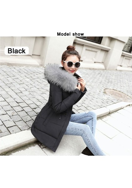 Kışlık Yaka Kürklü Uzun Kadın Şişme Mont BT122SIYAH11 modelleri