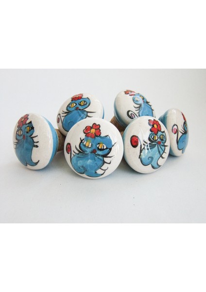 Seramik Başlıklı Mavi Kedi Desenli Zeytinyağı/şarap Şişesine Uygun Mantar Kapak (28MMX18MM H40MM) indirimleri