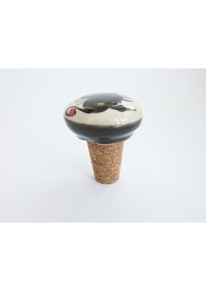 Lilys Seramik Başlıklı Siyah Kedi Desenli Zeytinyağı/şarap Şişesine Uygun Mantar Kapak (28MMX18MM H40MM) modelleri