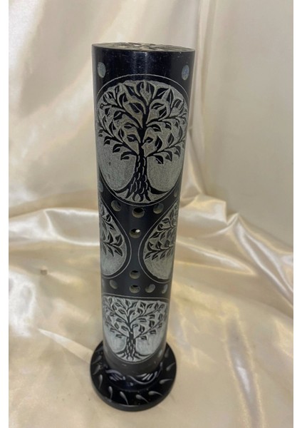 Yaşam Hayat Ağacı Hand Made El Işi Feng Shui Ejderha Yılı Doğal Obsidyen Taşı Çubuk Konik Tütsülük Kule