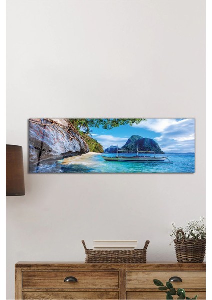 Dinlendirici Deniz ve Tekne Panoramik Cam Tablo, Modern Şık Ev Ofis Duvar Dekoru, Hediyelik Temperli fiyatları