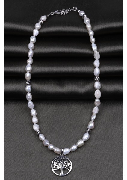 Inci Doğal Taş Özel Tasarım 925 Ayar Gümüş Kolye