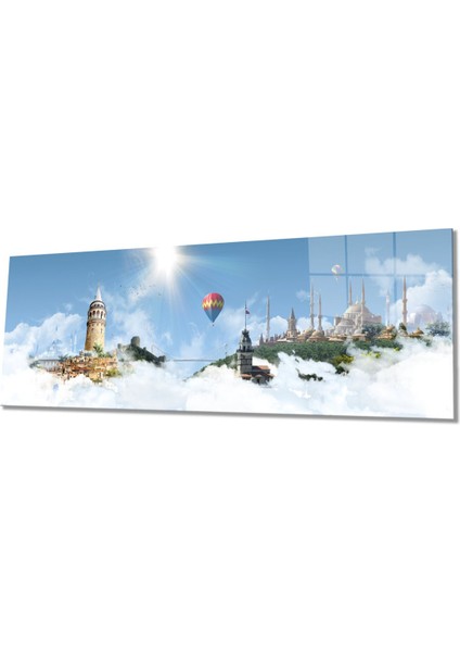 Başlıca Türkiye Eserleri Panoramik Cam Tablo, Modern Ev Ofis Duvar Dekoru, Hediyelik Temperli
