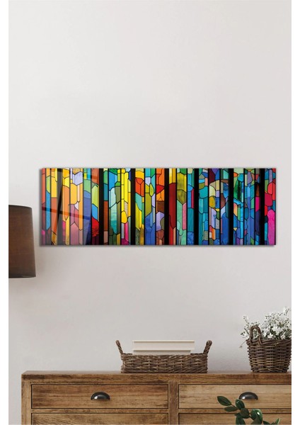 Rengarenk Vitray Görünümlü Panoramik Cam Tablo, Modern Şık Ev Ofis Duvar Dekoru, Hediyelik Temperli fiyatları