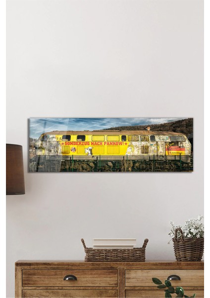 Eski Retro Tren Panoramik Cam Tablo, Modern ve Şık Ev Ofis Duvar Dekoru, Hediyelik Temperli Cam fiyatları