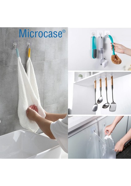 Güçlü Plastik Yapışkanlı Suya Dayanıklı Banyo Mutfak Eşya Havlu Vb. Ürün Askılığı 3 Adet -Şeffaf AL4266