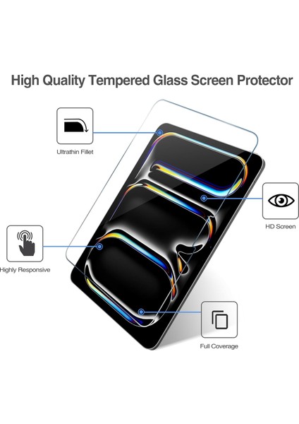 iPad Pro 13 İnç M4 iPad Air 13 İnç M2 2024 Temperli Cam Ekran Koruyucu