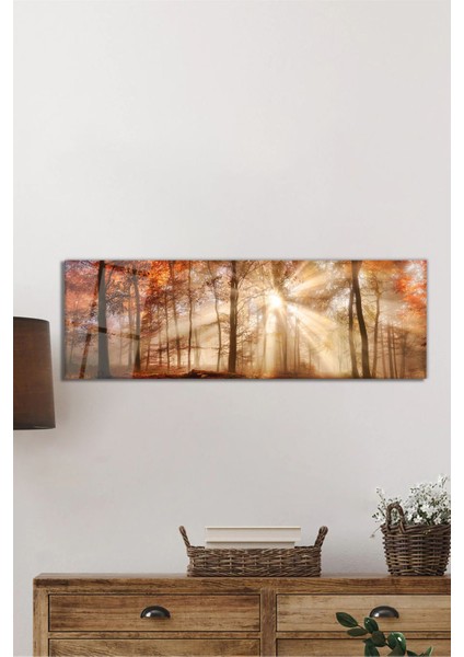 Sonbahar Ormanı Manzarası Panoramik Cam Tablo, Modern Ev Ofis Duvar Dekoru, Hediyelik Temperli Cam fiyatları