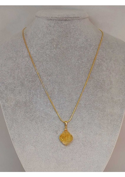 Sitrin Taşı Kolye Ucu Altın Kaplama Zincirli (49790) fiyatları