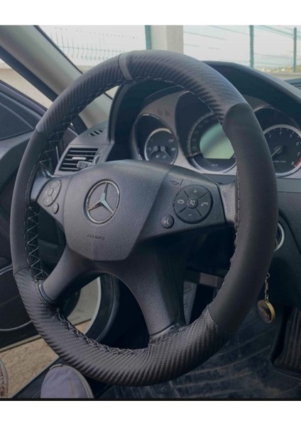 Oto Direksiyon Kılıfı Karbon Alcantra Yüzüklü Model Gri Dikişli fiyatları