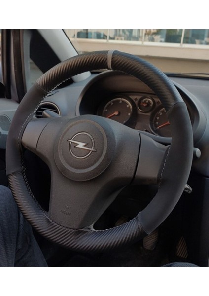 Oto Direksiyon Kılıfı Karbon Alcantra Yüzüklü Model Gri Dikişli fırsatları
