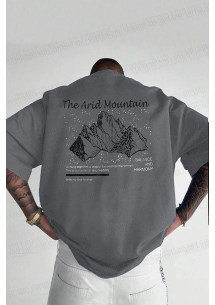 Erkek Arid Mountain Oversize Gri Salas T-Shirt