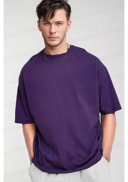 Erkek The Moon Mor Bisiklet Yaka Oversize Salas T-Shirt fiyatları