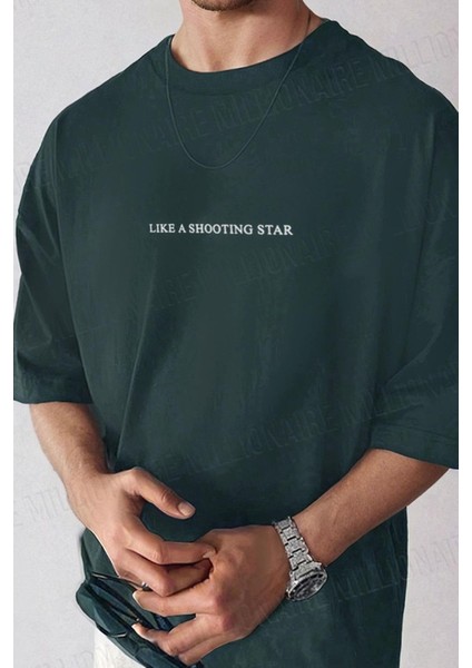 Erkek Dragon Baskılı Petrol Yeşili Bisiklet Yaka Oversize Salaş T-Shirt fiyatları