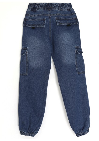 Beli Bağcıklı Kargo Cep Bol Kesim Kız Çocuk Kot Pantolon 10-14 Yaş Lacivert fiyatları