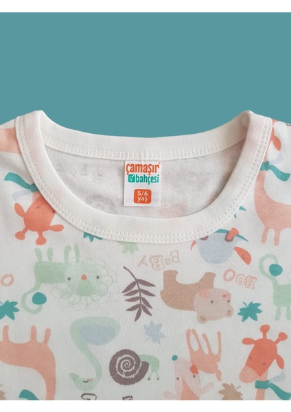 Kısa Kollu Desenli Çocuk Pijama Takım #baskılıçocukpijamatakım #kaplumbağadesenlipijama #çamaşırbahçesi fırsatları