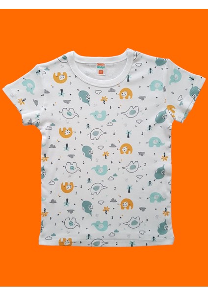 Kısa Kollu Desenli Çocuk Pijama Takım #baskılıçocukpijamatakım #kepçedesenlipijama #çamaşırbahçesi fiyatları