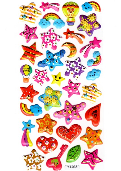 Sticker Kabartmalı Stiker Defter Planlayıcı Etiket LIMYL 035 17 x 9 cm Desenli Yıldızlar fiyatları