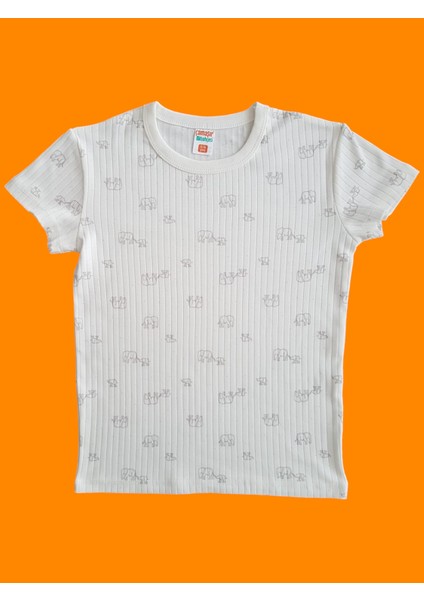 Kısa Kollu Desenli Çocuk Pijama Takım #baskılıçocukpijamatakım #yavrufildesenlipijama #çamaşırbahçesi