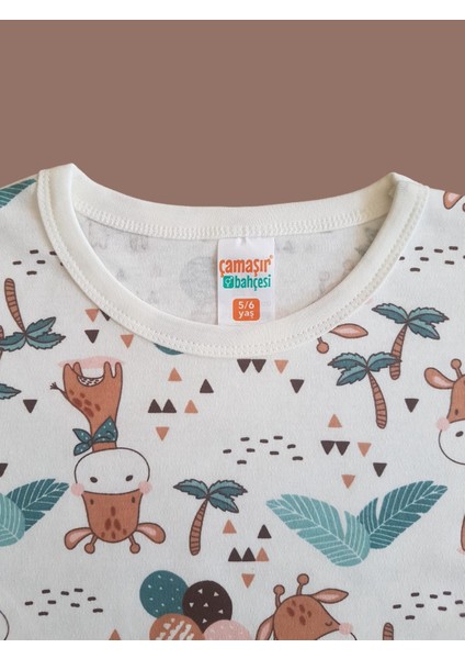 Kısa Kollu Desenli Çocuk Pijama Takım #baskılıçocukpijamatakım #kepçedesenlipijama #çamaşırbahçesi modelleri