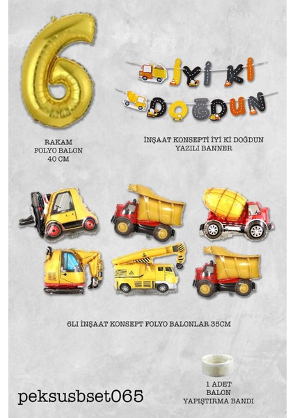 Inşaat Temalı Doğum Günü Parti Seti Yaş Balonlu Bannerlı Doğum Günü Süsleme Seti fiyatları