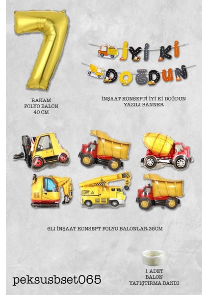 Inşaat Temalı Doğum Günü Parti Seti Yaş Balonlu Bannerlı Doğum Günü Süsleme Seti fiyatları