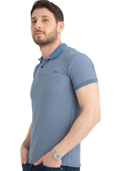 Erkek Küllü Mavi Polo Yaka Pamuklu Yazlık Kısa Kollu T Shirt fiyatları