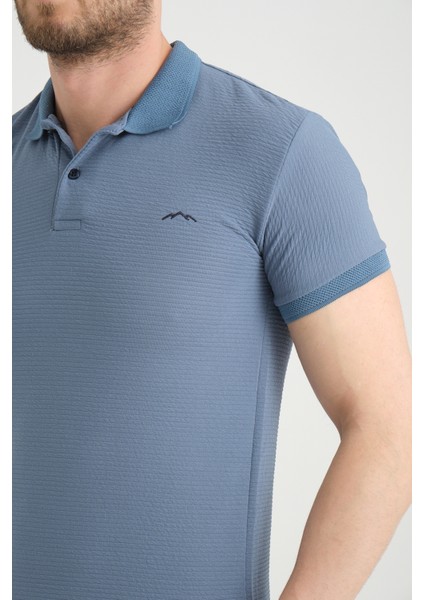 Erkek Küllü Mavi Polo Yaka Pamuklu Yazlık Kısa Kollu T Shirt modelleri