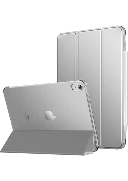 iPad 11 İnç M2 2024 Uyumlu Kılıf Kapaklı İnce Arkası Şeffaf Mat Uyku Modlu