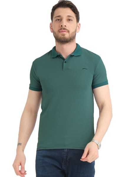 Erkek Yeşil Polo Yaka Yazlık Pamuklu Kısa Kollu T Shirt