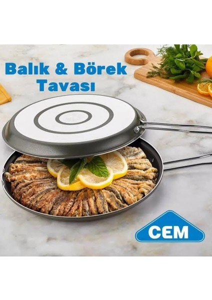 Cem Iki Taraflı Yanmaz Yapışmaz Cem Balık & Börek Tavası 32 cm