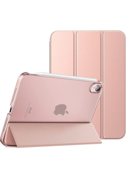 iPad 11 İnç M2 2024 Uyumlu Kılıf Kapaklı İnce Arkası Şeffaf Mat Uyku Modlu