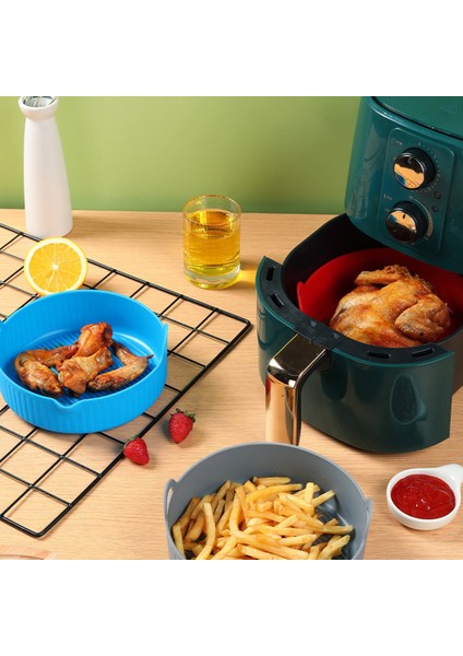 Hava Fritöz Silikon Tava Hava Fritöz Fırın Izgara Pizza Tavuk Hava Fritöz Aksesuarları Disk Yeniden Kullanılabilir Yedek Izgara Tavası (Yurt Dışından)