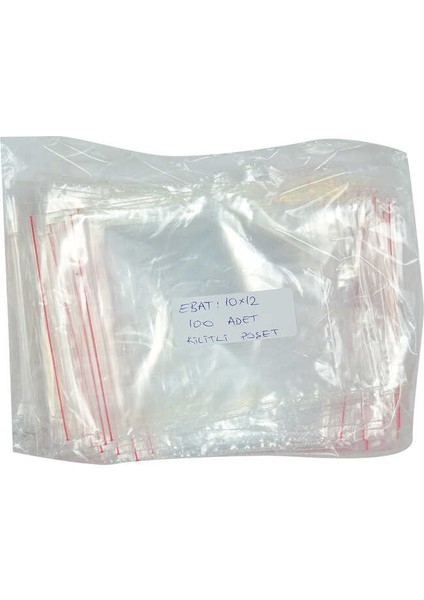 CLZ214 Kilitli Naylon Torba Poşet 10X12 cm Şeffaf 100 Adet 1 Paket