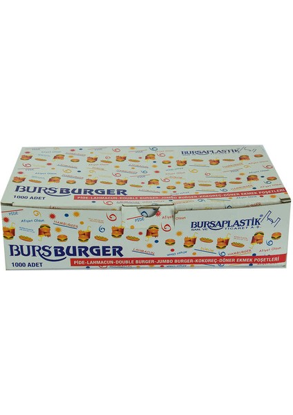 CLZ214 Bursburger Pide Lahmacun Burger Kokoreç Döner Ekmek Hışır Poşeti 13X26 1000 Adet