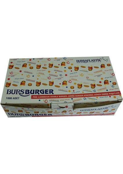 CLZ214 Bursburger Pide Lahmacun Burger Kokoreç Döner Ekmek Hışır Poşeti 13X26 1000 Adet